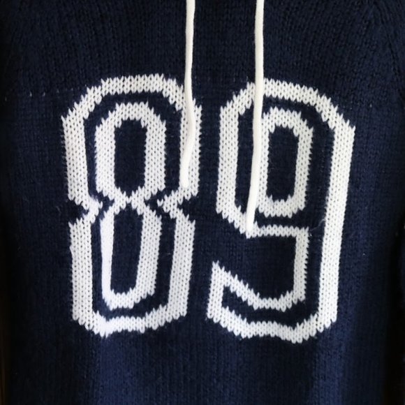 Wet Seal ‘89’ Knit Varsity Hoodie Pullover Sweater - Picture 7 of 15